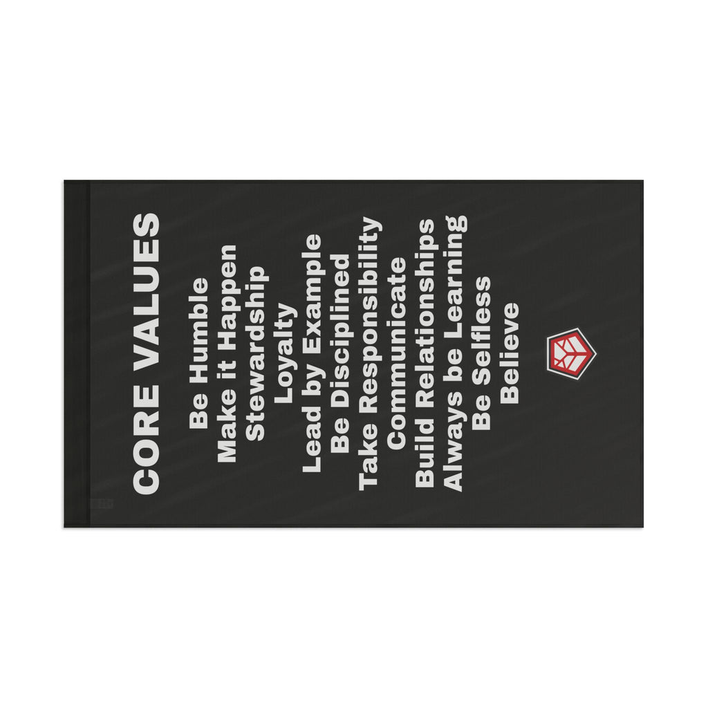 60" x 36" Refuge Core Values Flag black with white letters