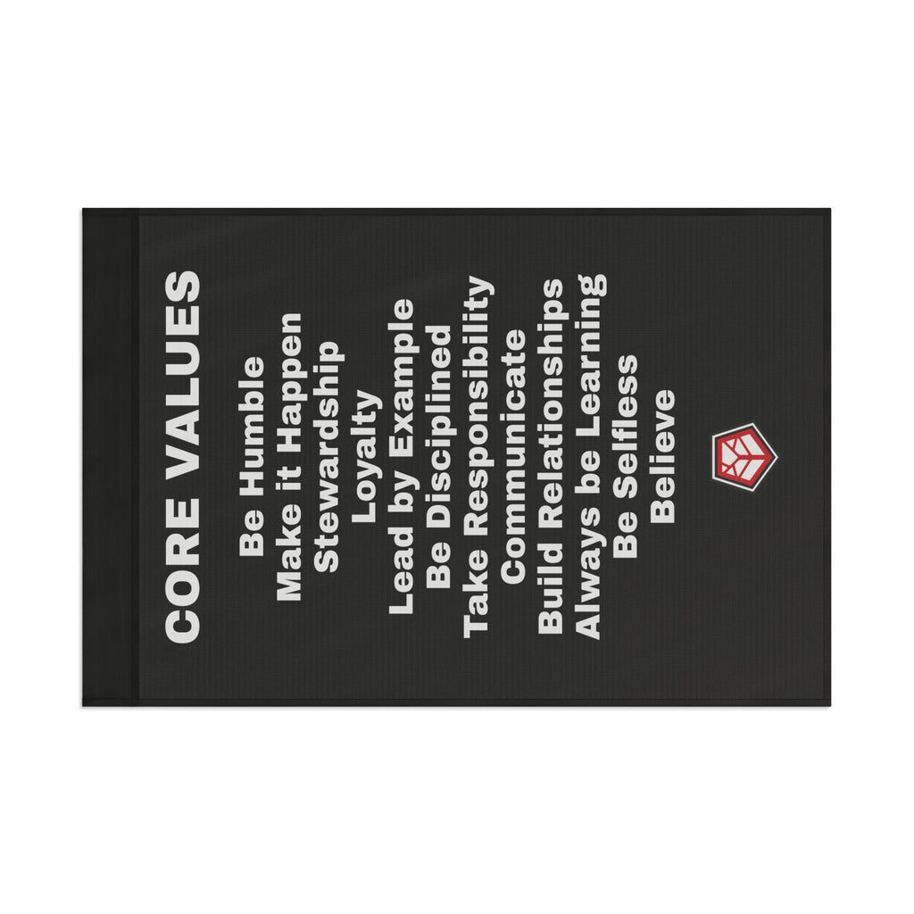 36" x 24" Refuge Core Values Flag black with white letters
