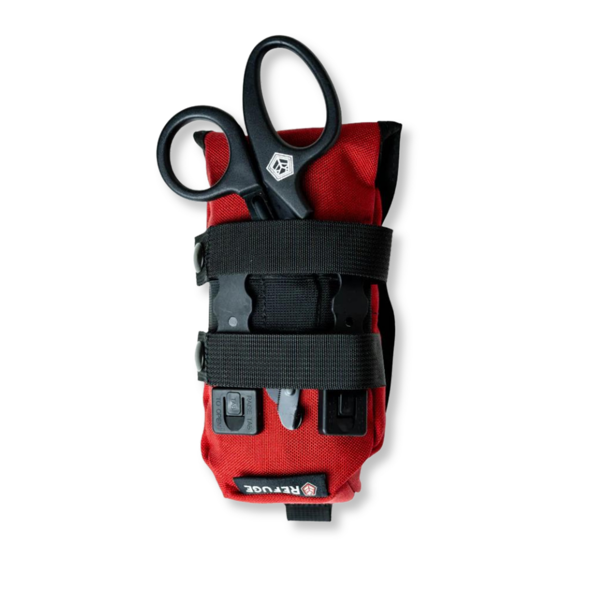 Refuge Medical Belt Kit - Red (back) Shears and mounting