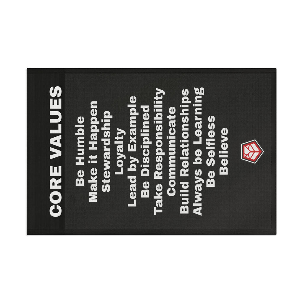 18" x 12" Refuge Core Values Flag black with white letters
