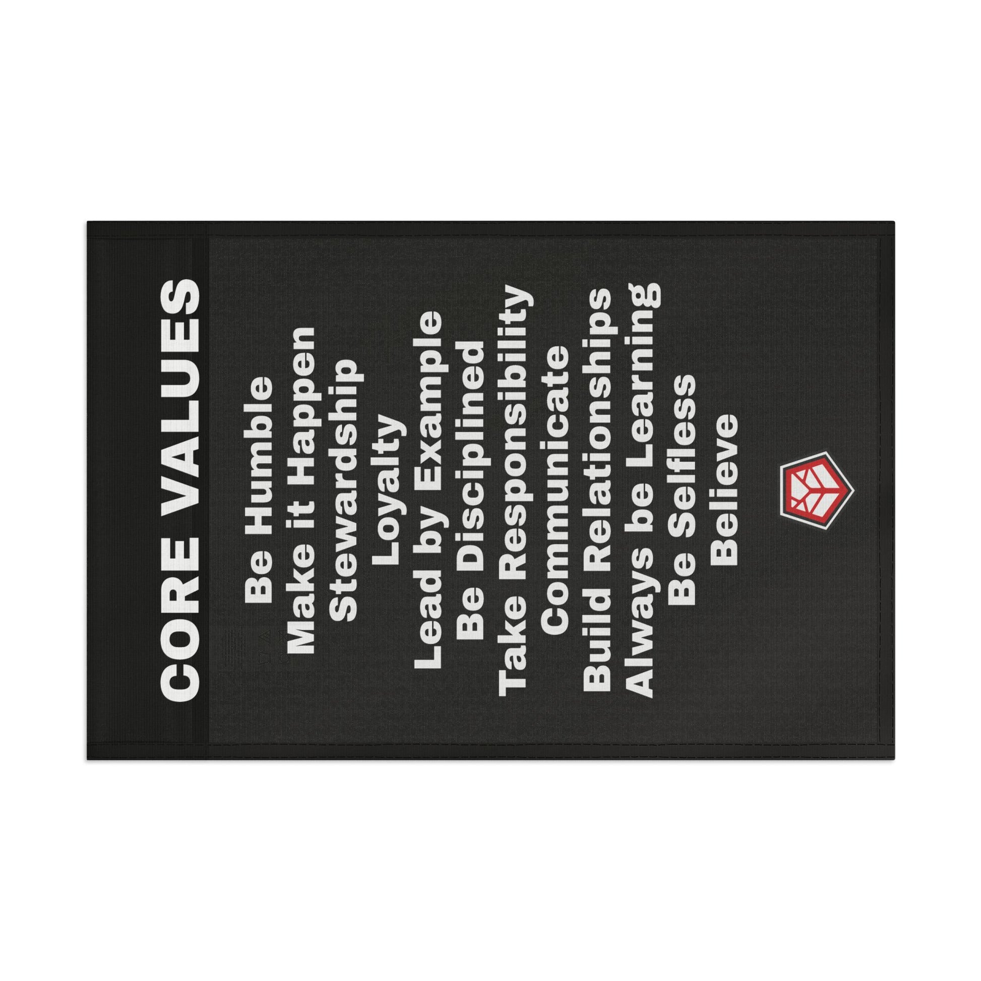 18" x 12" Refuge Core Values Flag black with white letters