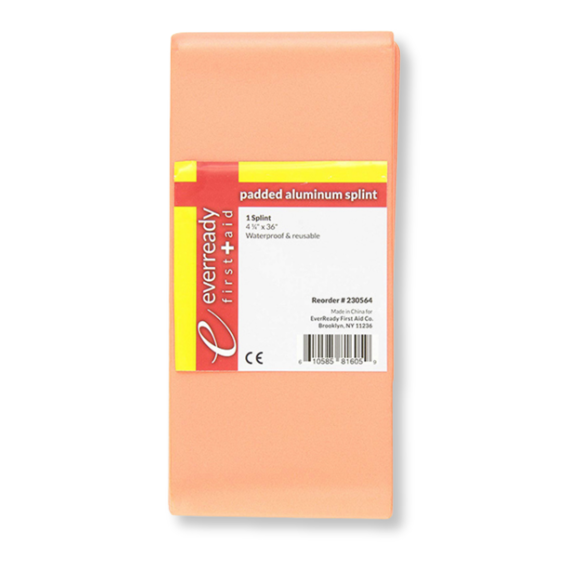 Padded aluminum splint packaging with Everready First Aid branding on a white background