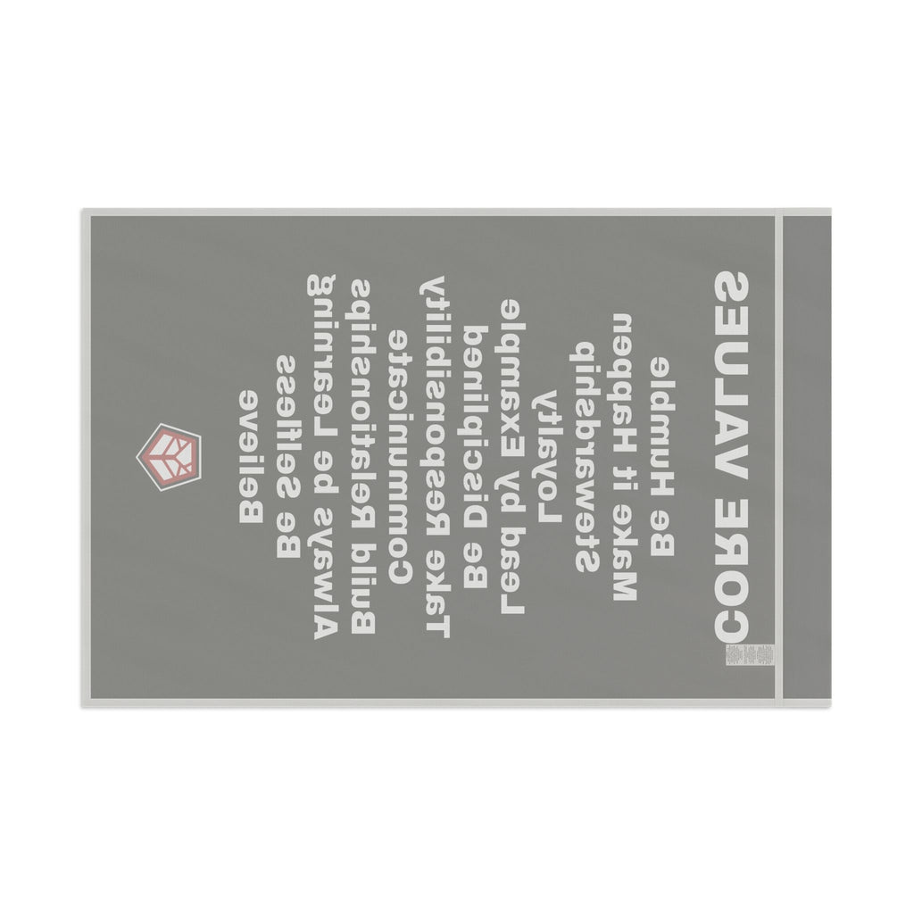 18" x 12" Refuge Core Values Flag black with white letters (back)