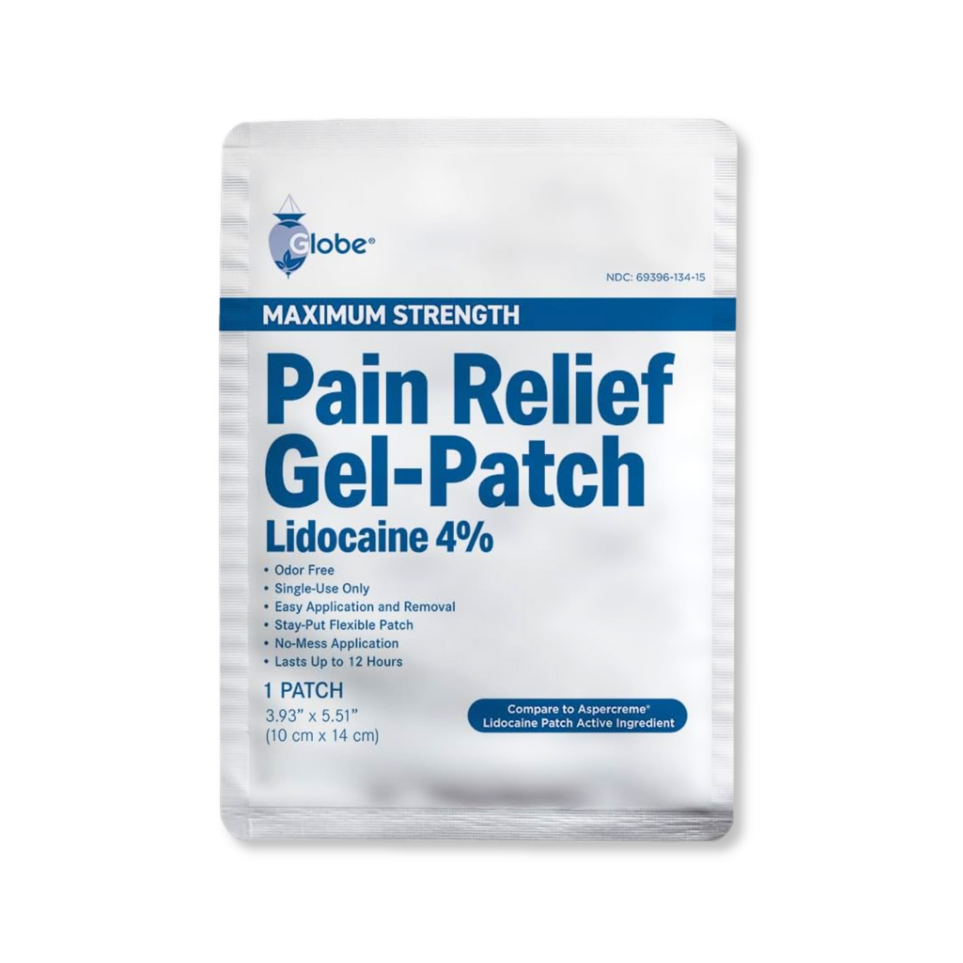 Globe Maximum strengthPain Relief Gel-Patch 4% Lidocaine - 1 patch 10cm x 14cm