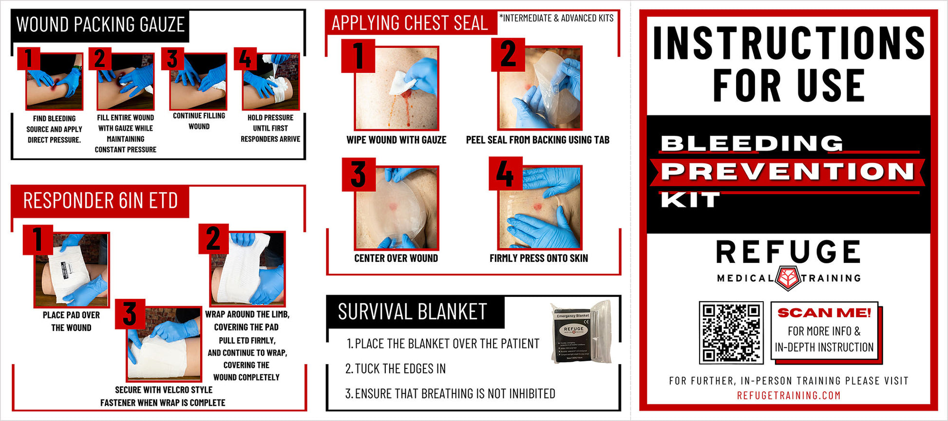 Refuge Medical Bleeding Prevention Kit Instruction Card