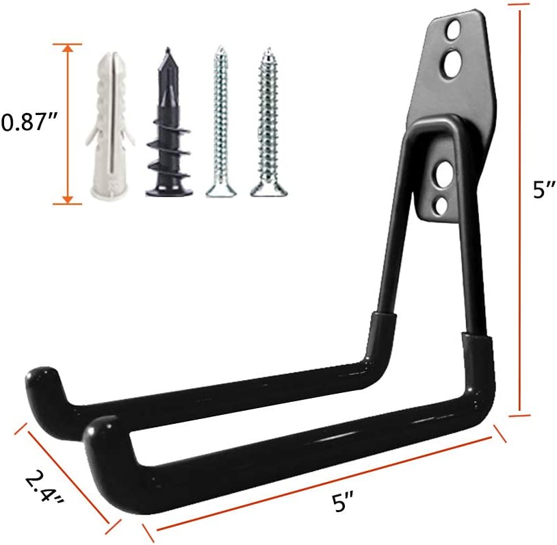 Black wall mount hook with dimensions labeled, compatible with OCK, CRASH, and Smash Kit, with screws included.
