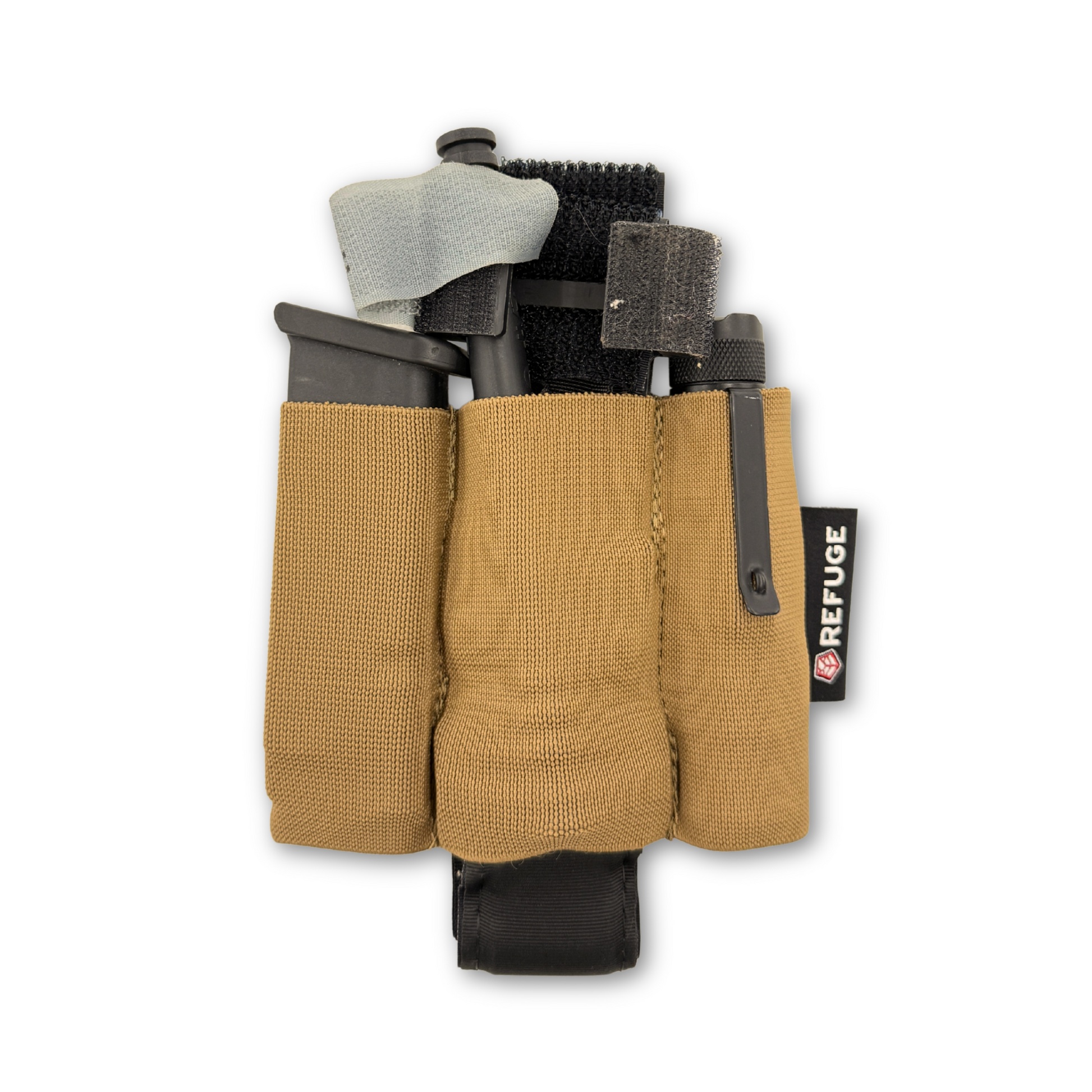 Refuge Medical Pocket Organizer - Coyote Tan Packed with magazine, tourniquet, and flashlight (components not included)