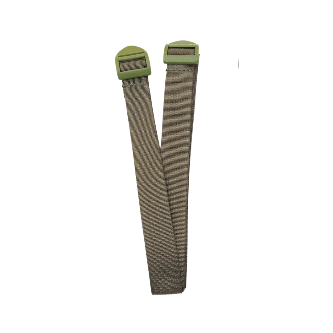 Ranger green attachment straps designed for securing a first aid kit in a vehicle headrest.