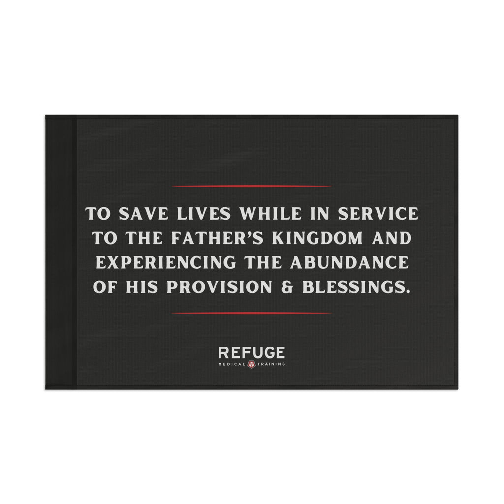 36" x 24" Refuge Mission Statement Flag - black with white letters
