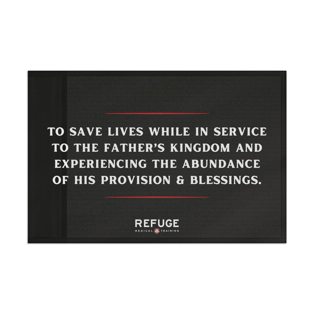 18" x 12" Refuge Mission Statement Flag - black with white letters