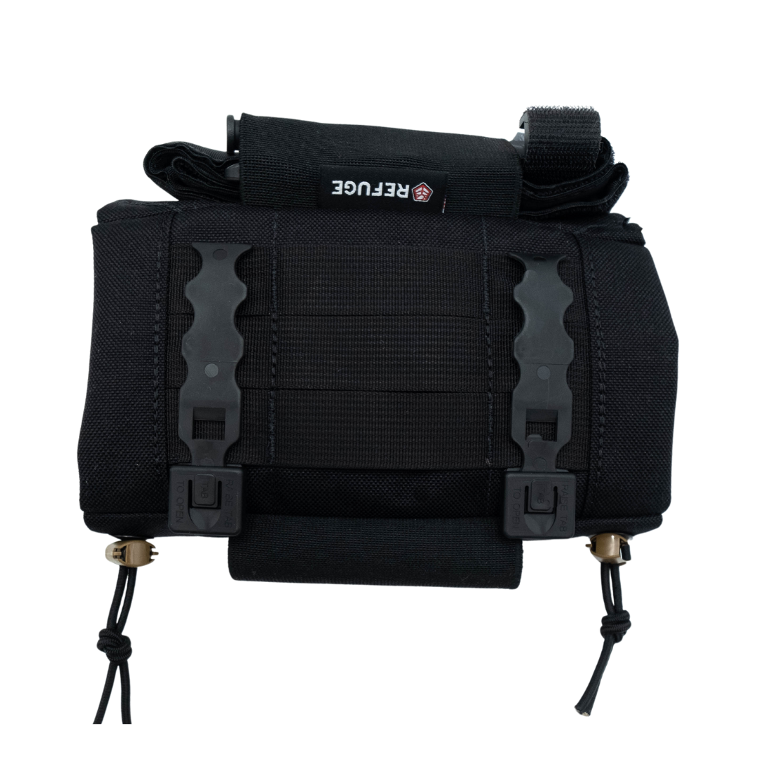Refuge Medical OPFAK First Aid Kit - black, back of kit showing MOLL-E 