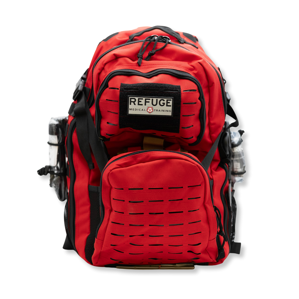 Refuge Medical Field Medic First Aid Backpack - Red with Refuge Medical Patch