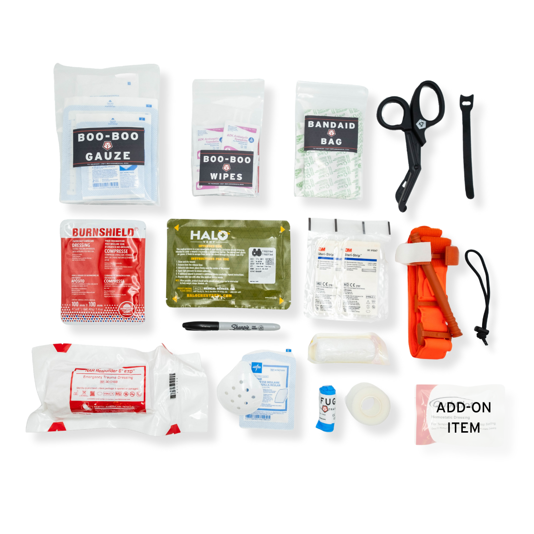 Refuge Medical BearMIN First Aid Kit Refill - Components included (bag not included)