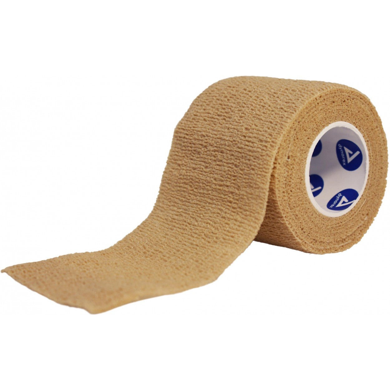 A roll of beige cohesive bandage wrap 