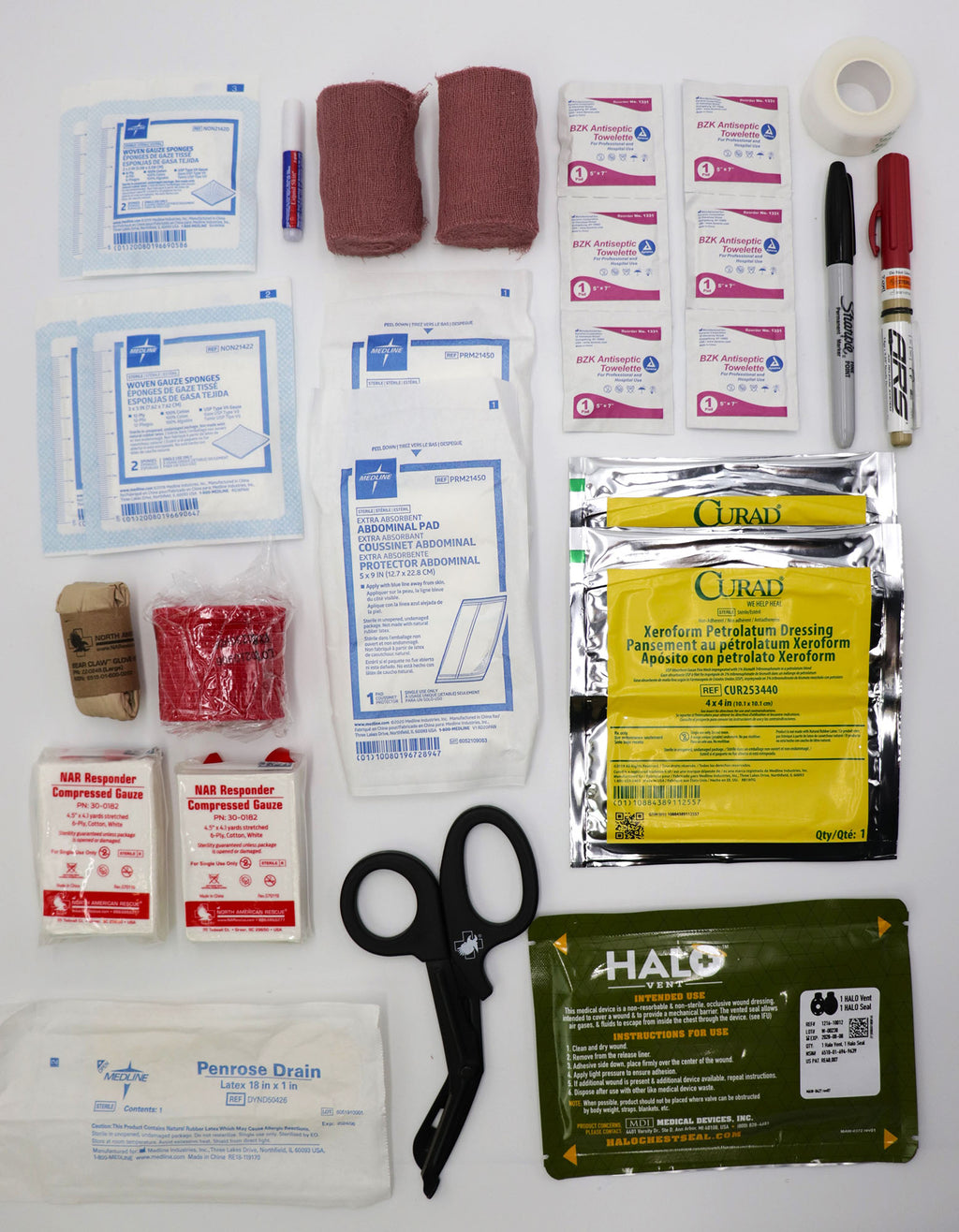 Refuge Medical Rottie K9 first aid kit - components included