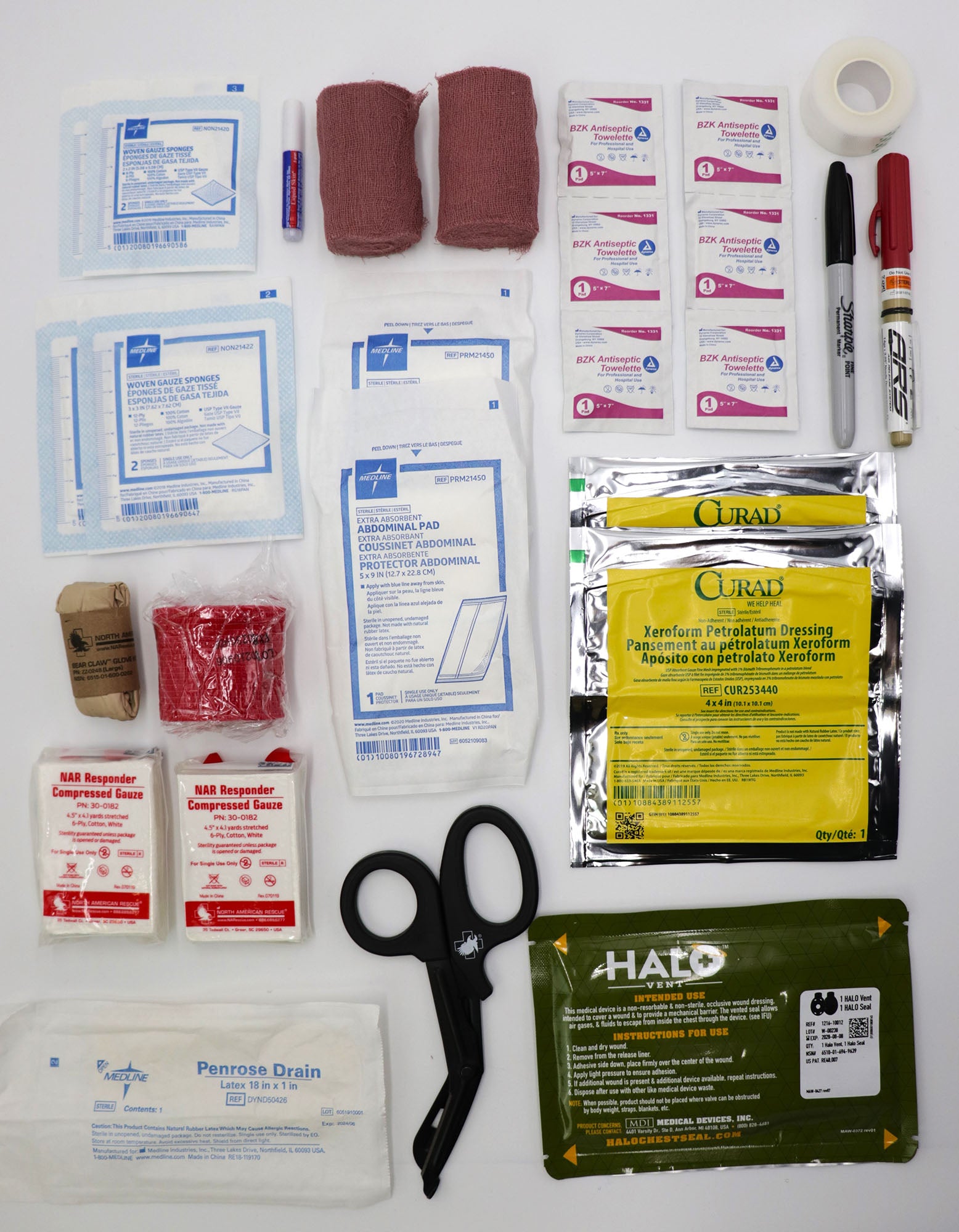Refuge Medical Rottie K9 first aid kit - components included