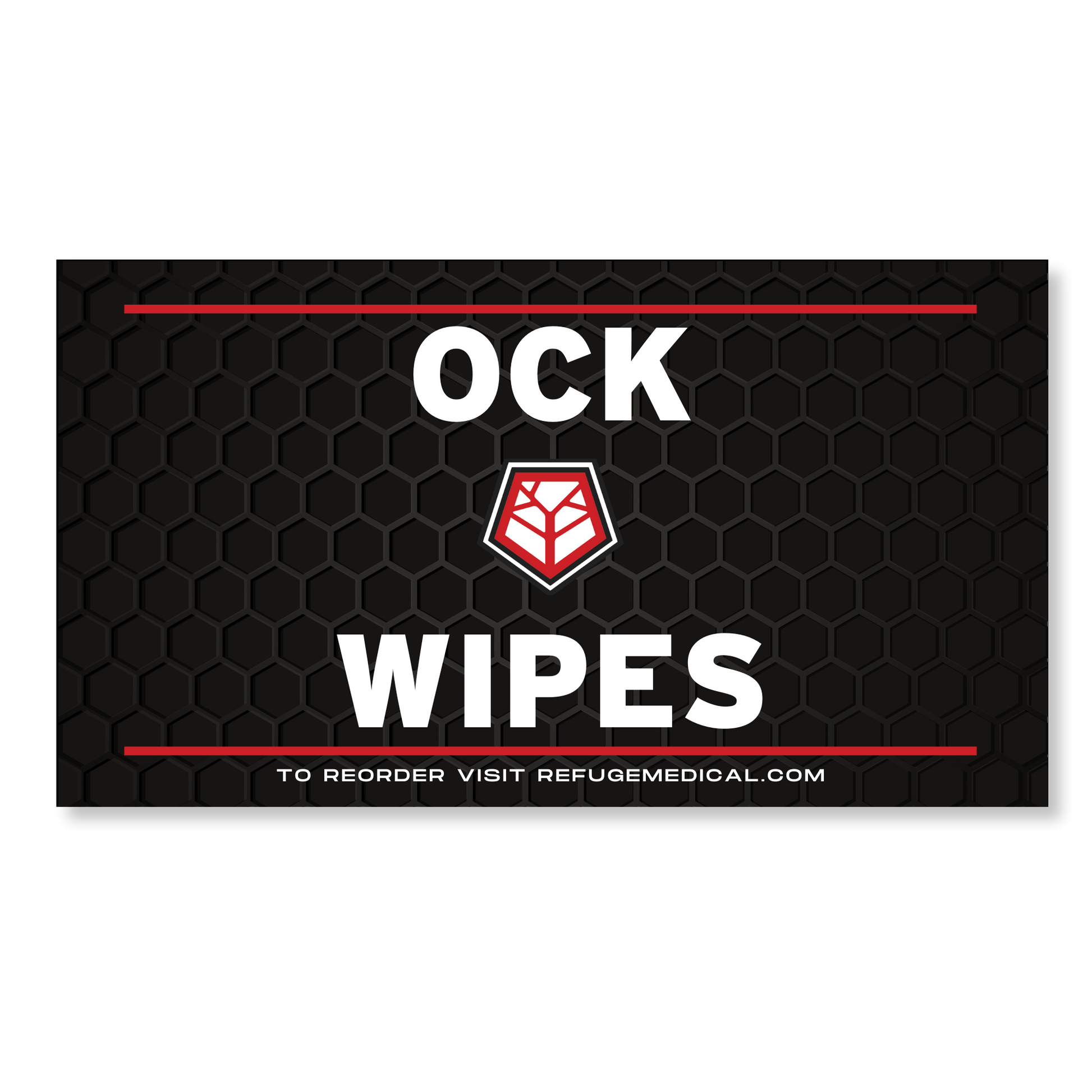 Product packaging for 'OCK Wipes' with a black background and red accents.