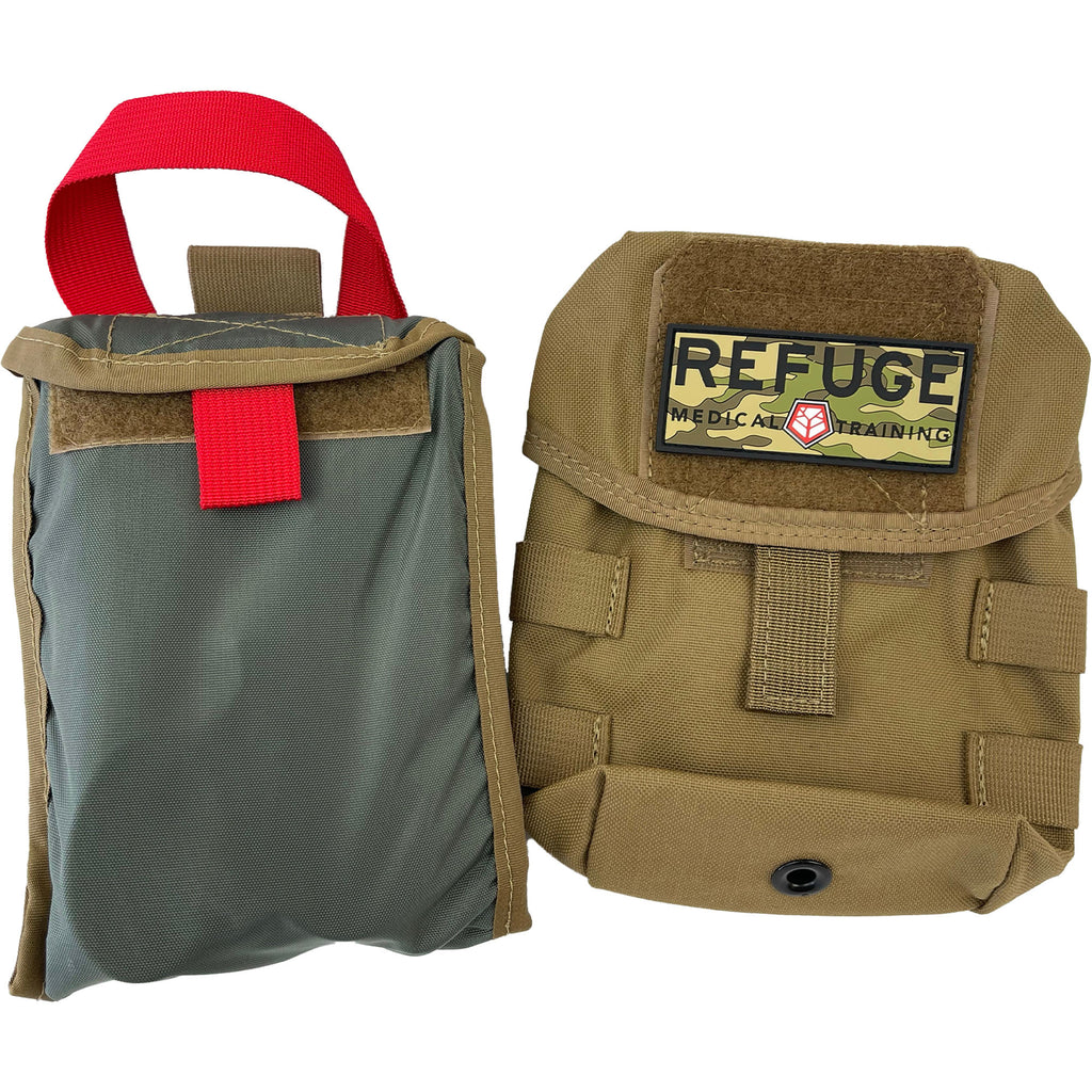 Refuge Medical Rottie K9 first aid kit - Coyote Tan, inner and outter pouch