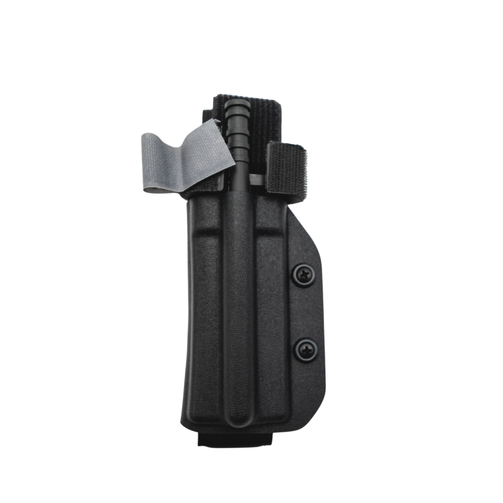 black Kydex tourniquet holster with a tourniquet inside (tourniquet not included)