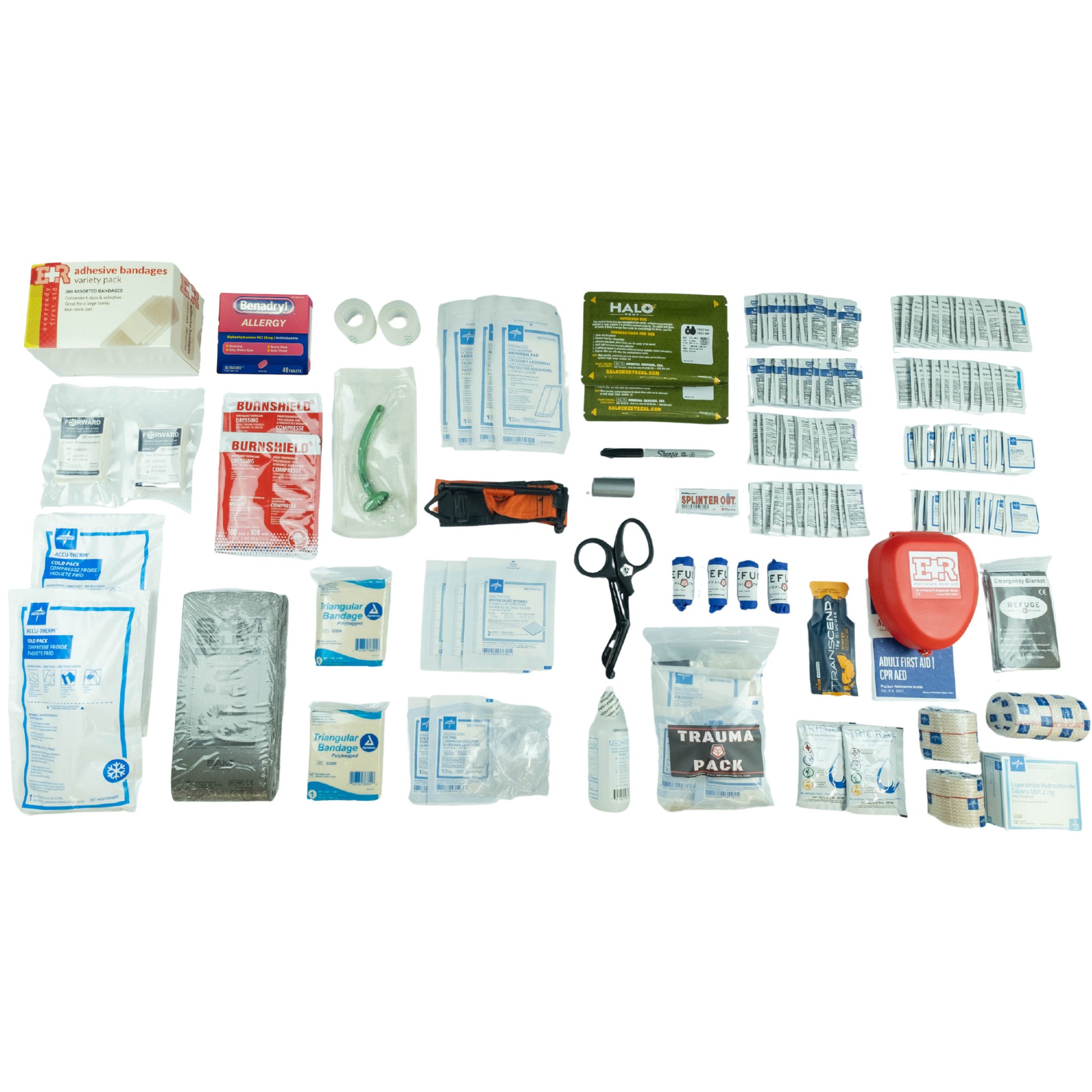 Refuge Medical OSHA Compliance Kit (OCK) First Aid Kit - Components included in the OCK