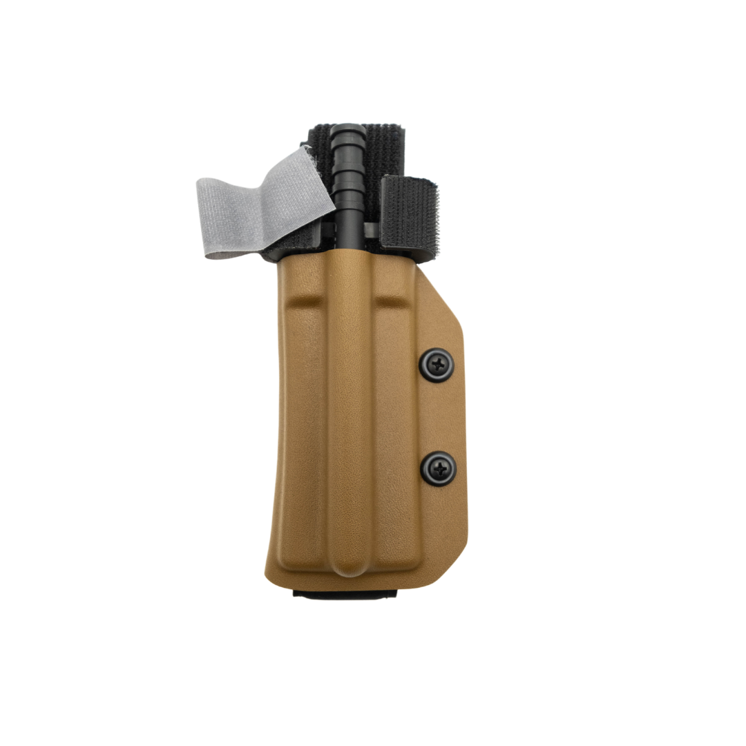 Coyote Kydex tourniquet holster with a tourniquet inside (tourniquet not included)