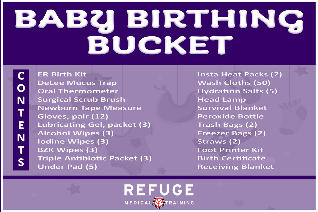 Refuge Medical Birth and Postpartum Bucket First Aid - Birth Bucket label