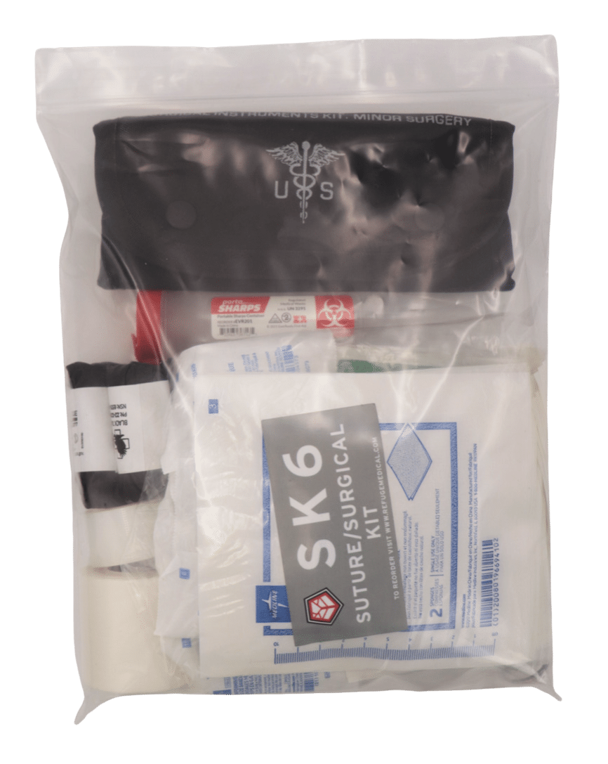 components from surgical set in poly bag