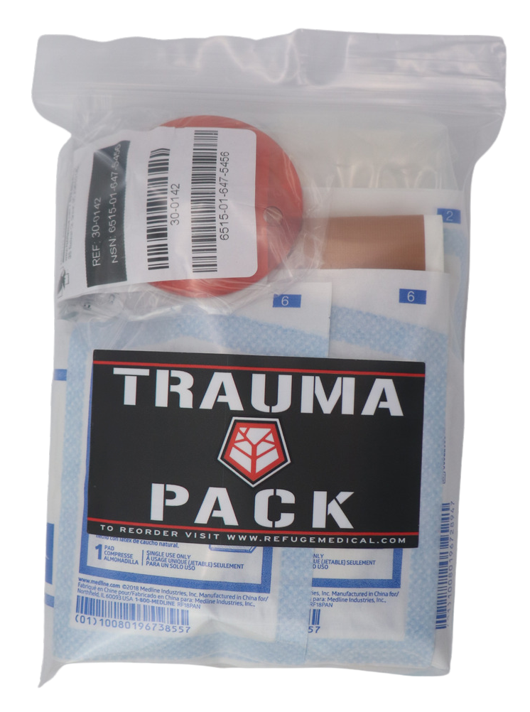Refuge Medical Trauma Pack Refill components in poly bag