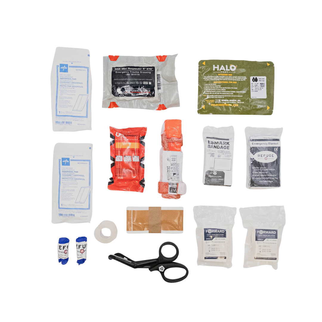 Refuge Medical Desk Kit Vacuum Sealed First Aid Kit - components included