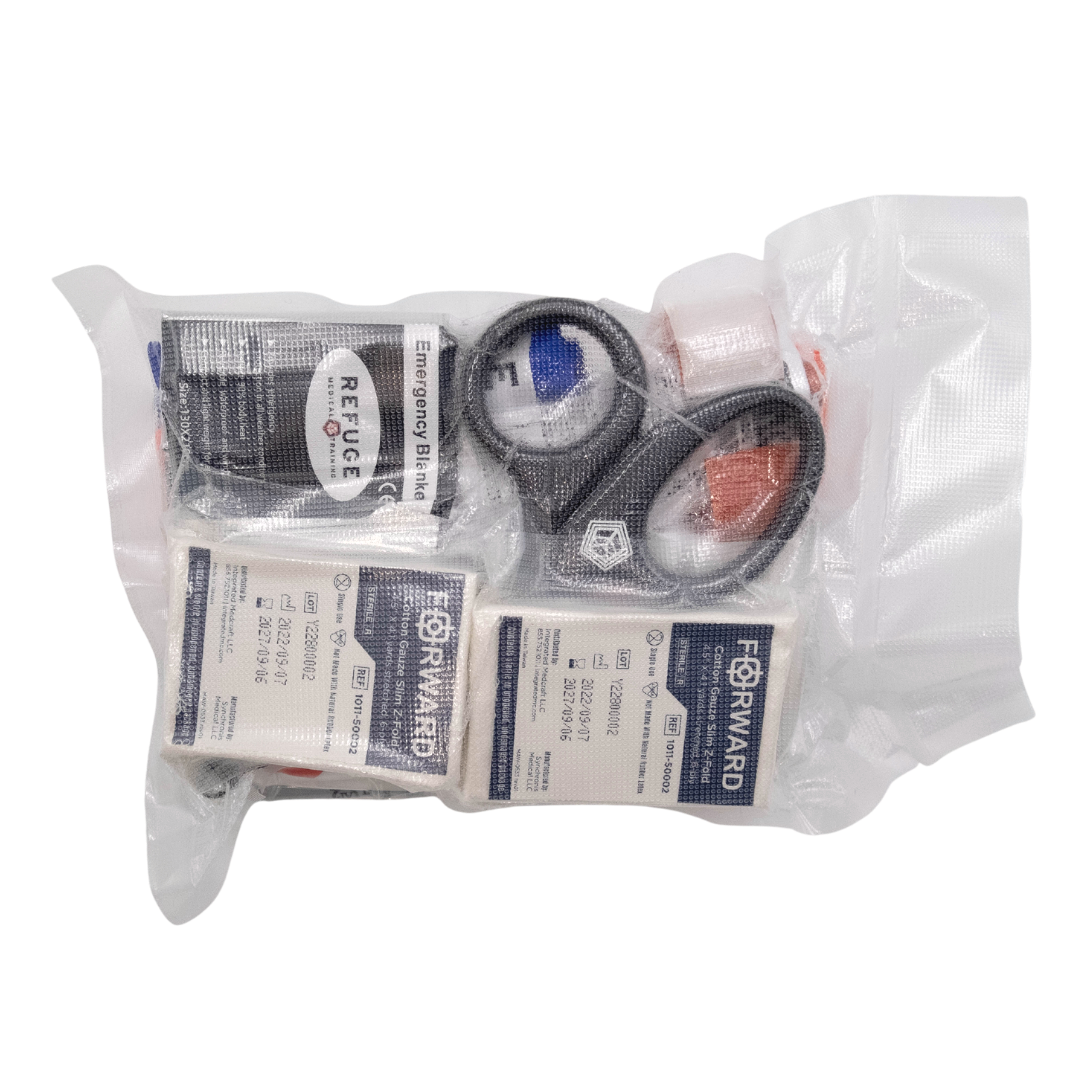 Refuge Medical Bleeding Prevention Kit Vacuum Sealed First Aid Kit - Back