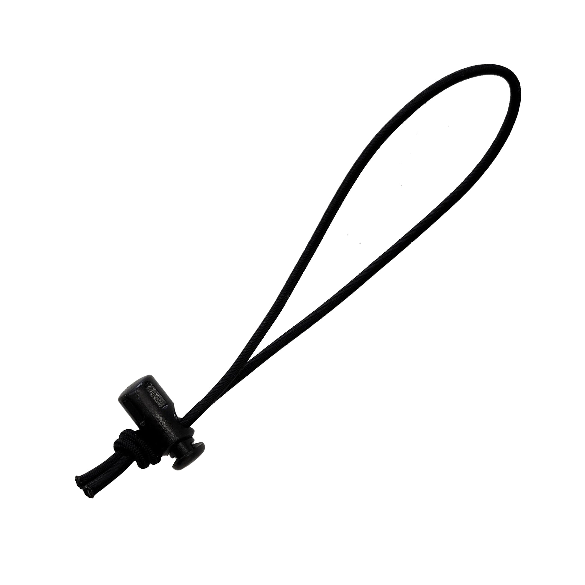 A black tactical utility retention device with a loop and clip.